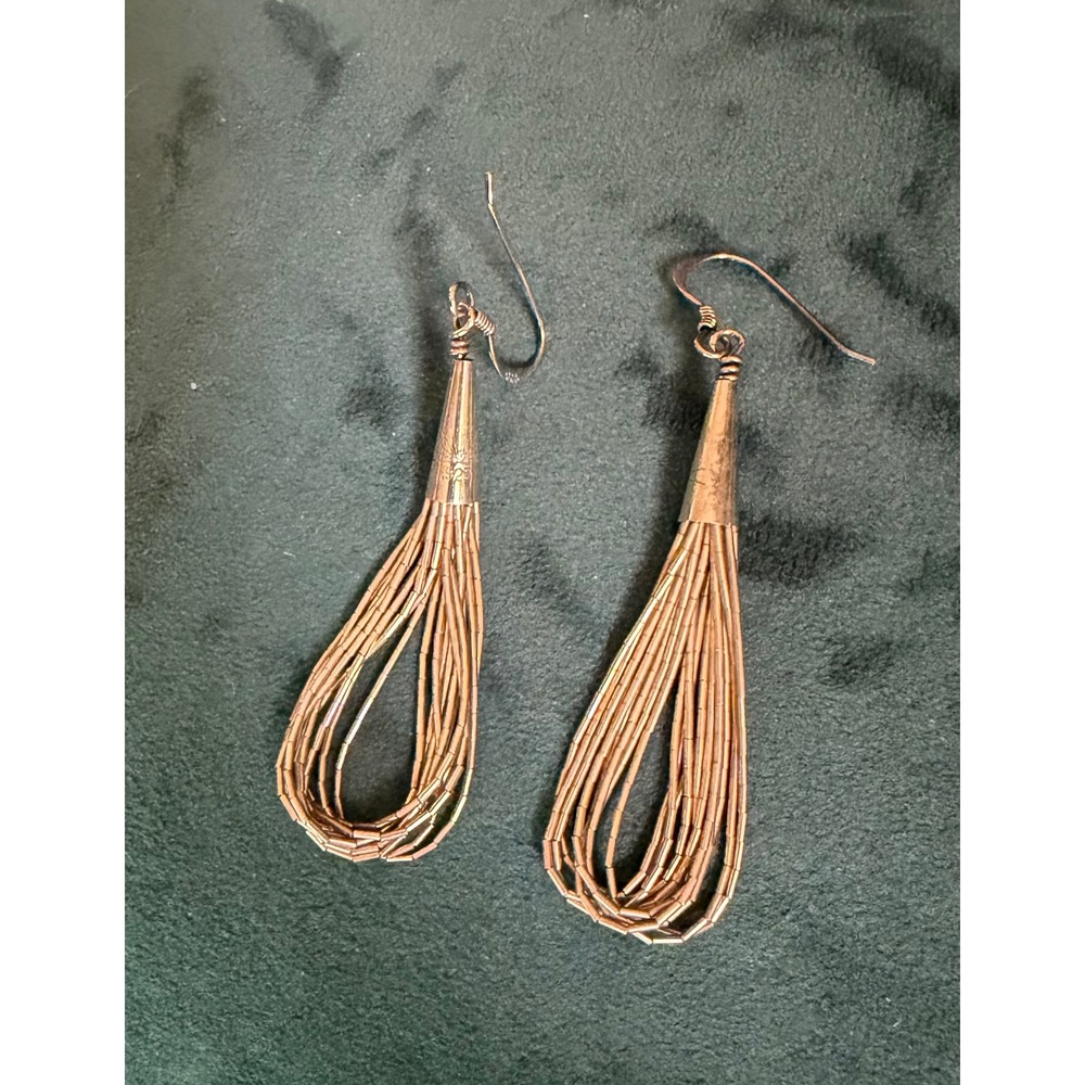 Vintage 10 Stand Liquid Sterling Silver Earrings